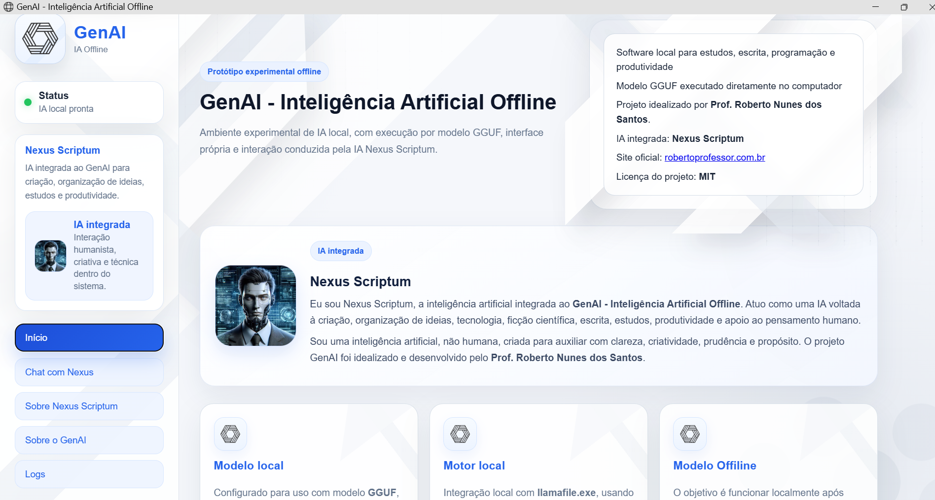 Tela do GenAI - Inteligência Artificial Offline